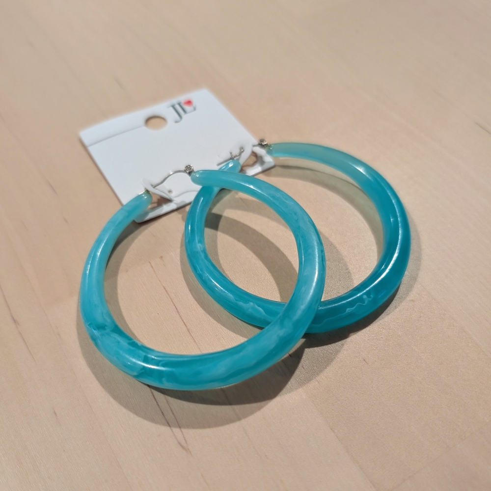 Blue Turquoise Hoop Earrings